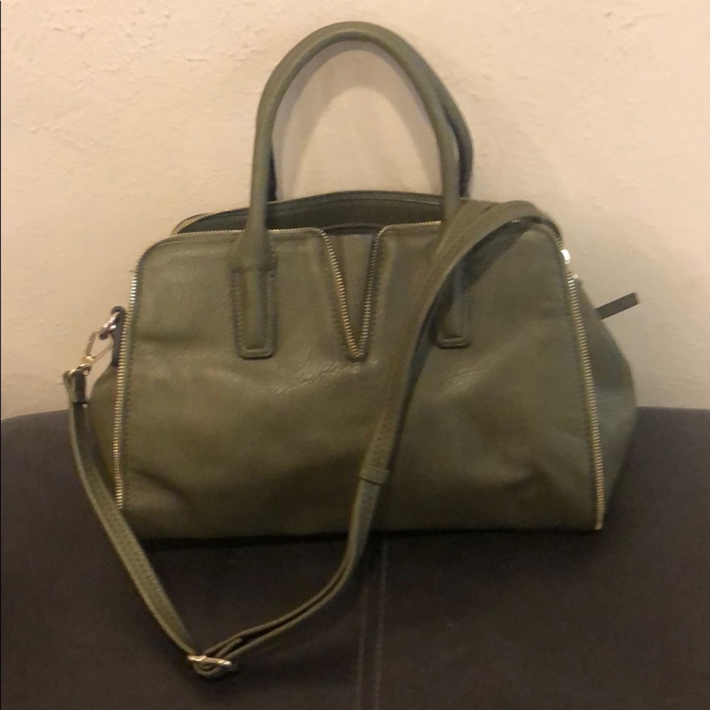 Army green with gold zipper purse